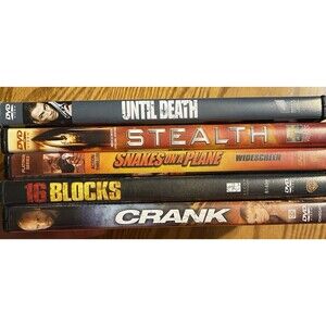 Lot Of 5 Action DVDS Until Death, Snakes on Plane, Stealth, Crank, 16 Blocks